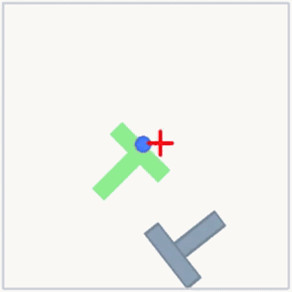 Flow matching policy rollout — agent commits and reaches goal